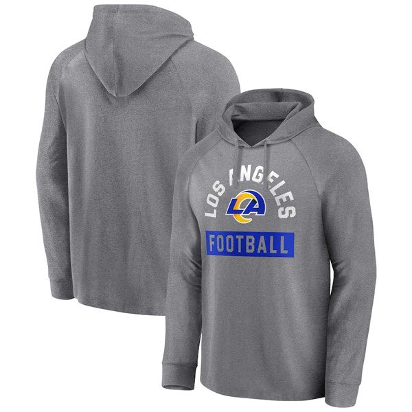 Men's Baltimore Ravens Heathered Gray No Time Off Raglan Pullover Hoodie